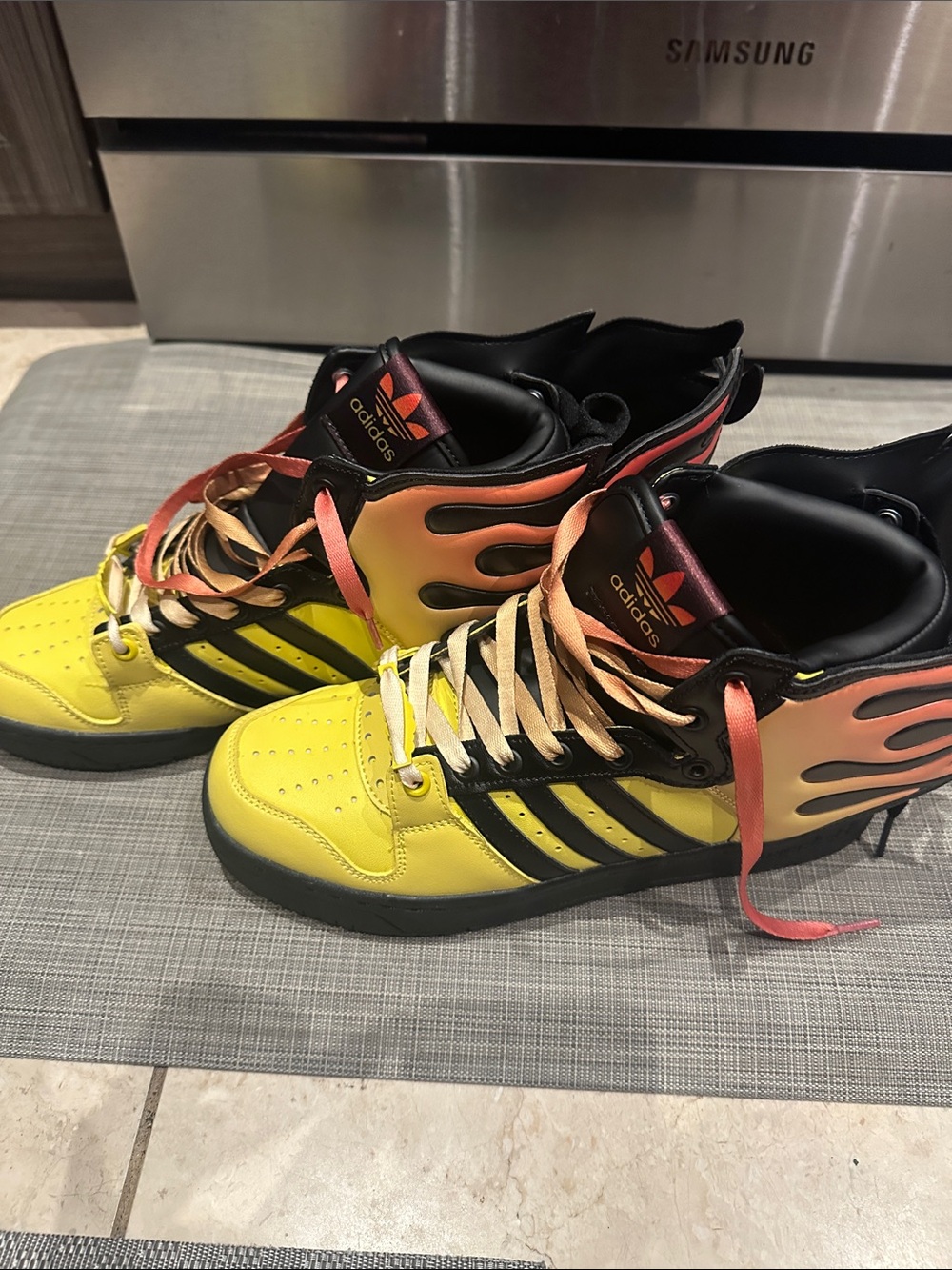 adidas Jeremy Scott flames High-Top Sneakers in Yellow and Orange Gradient